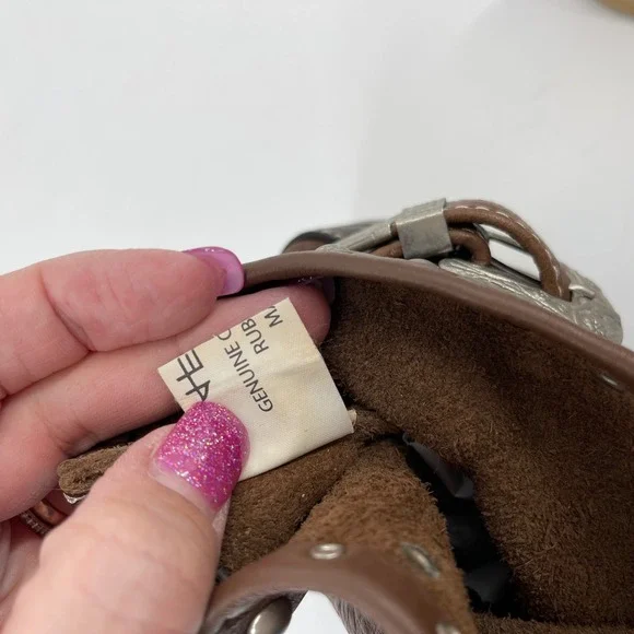 Hector Riccione Made in Italy Leather Studded Buckle Western Boots Brown Size 7 - Picture 8 of 9